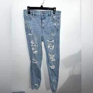 American Eagle Outfitters Sky Blue Ripped Skinny Jeans